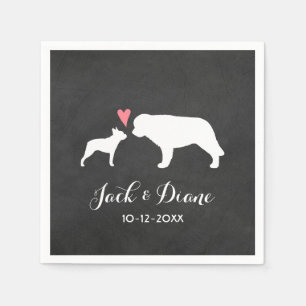 Boston Terrier and Saint  Bernard Wedding Napkin