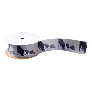 Boston Terrier and Turtle Dog Art Ribbon Satin Ribbon