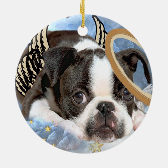 Boston Terrier Angel Ornament (Back)