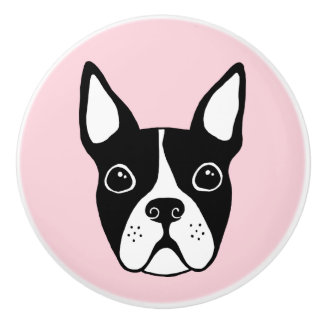 Boston terrier any colour background ceramic knob