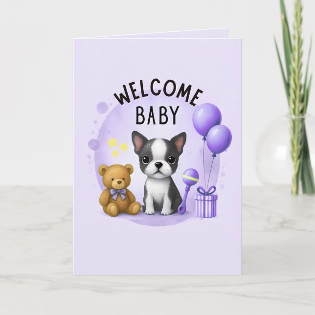 Boston Terrier Baby Congratulations Cards (Front)