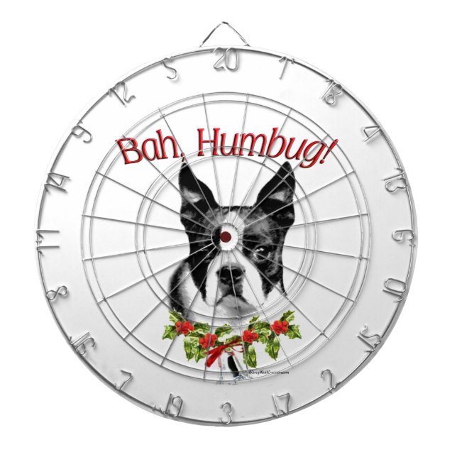 Boston Terrier Bah Humbug Dartboard (Front)