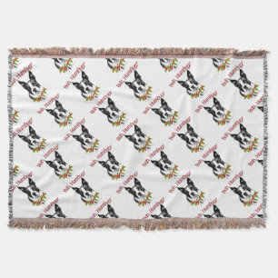 Boston Terrier Bah Humbug Throw Blanket