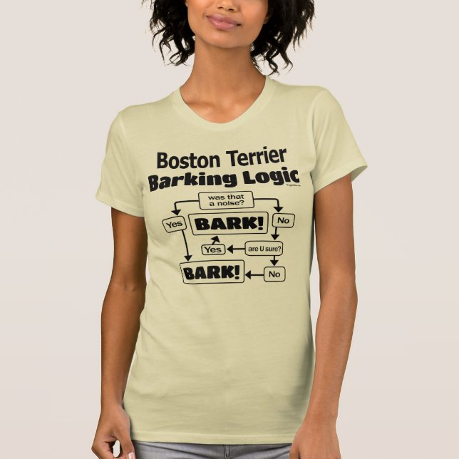 Boston Terrier Barking Logic T-Shirt (Front)