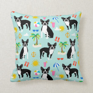 Boston Terrier Beach - summer cute pillow