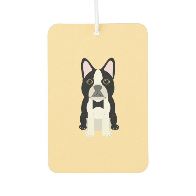 Boston Terrier beige Car Air Freshener (Front)