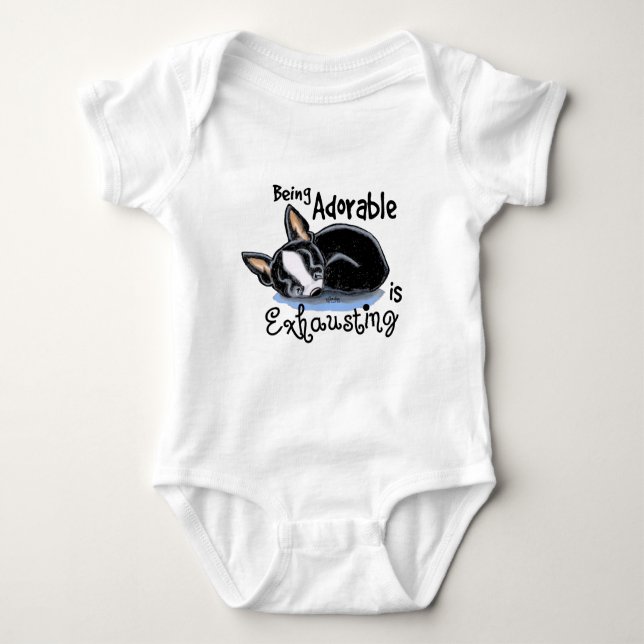 Boston Terrier Being Adorable Baby Bodysuit (Front)