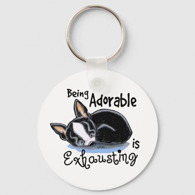 Boston Terrier Being Adorable Key Ring (Front)
