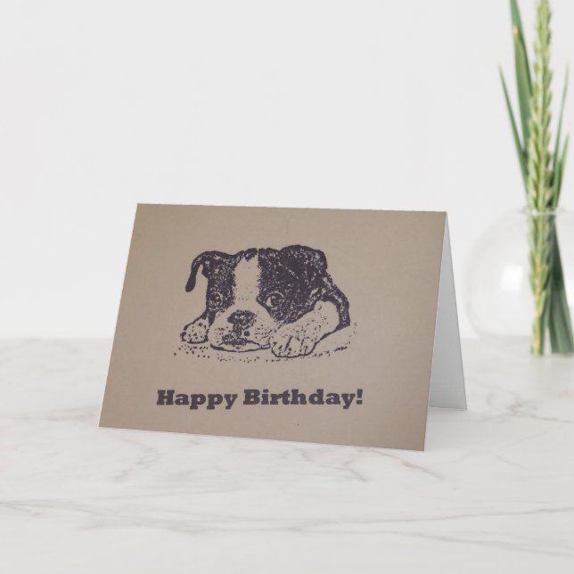 Boston Terrier Birthday Card (Front)