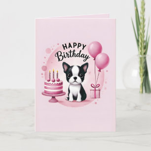 Boston Terrier Birthday Card