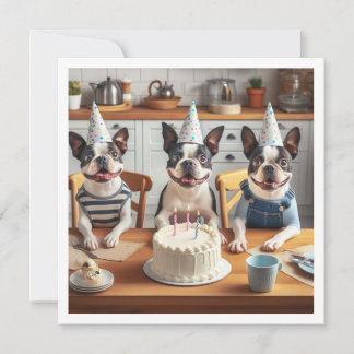 Boston Terrier birthday card, Boston terrier Invitation