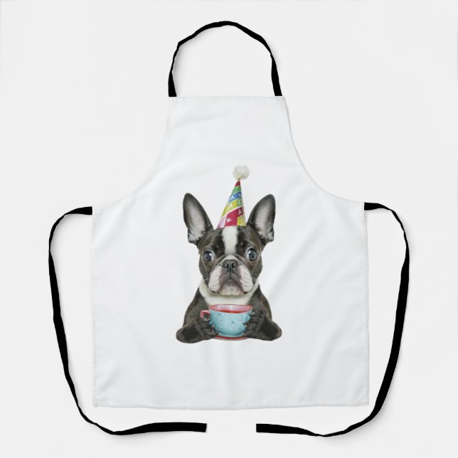Boston Terrier Birthday Hat Classic T-Shirt Apron (Front)