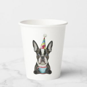 Boston Terrier Birthday Hat Classic T-Shirt Paper Cups