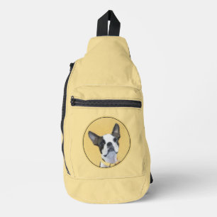 Boston Terrier Black and White Painting Dog Art Sling Bag
