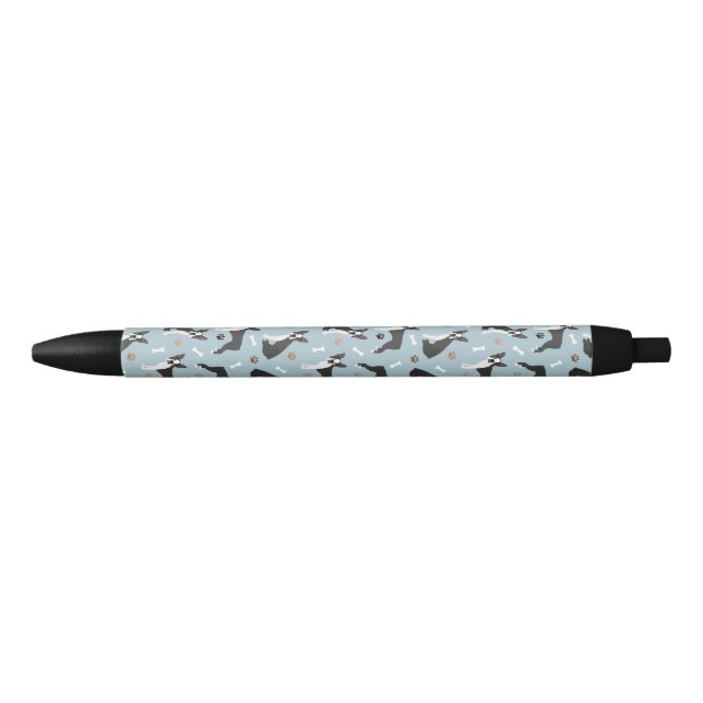 Boston Terrier Bones and Paws Black Ink Pen (Front)