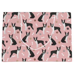Boston Terrier Bones and Paws Large Gift Bag