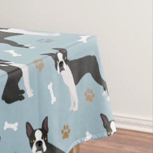 Boston Terrier Bones and Paws Tablecloth