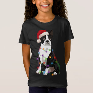 Boston Terrier Bostie Christmas Lights Xmas Dog Lo T-Shirt