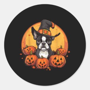 Boston Terrier Bostie Dog Breed Pet Halloween Classic Round Sticker