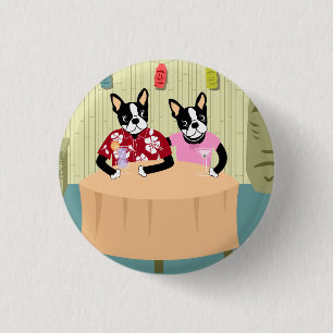 Boston Terrier Boy & Girl 3 Cm Round Badge