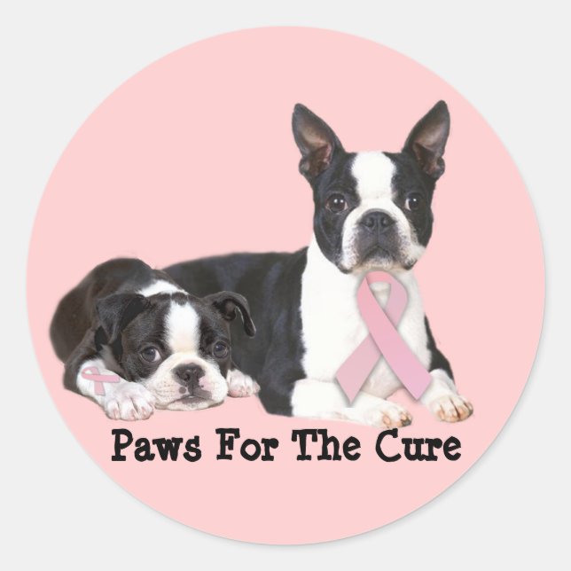Boston Terrier Breast Cancer Sticker (Front)