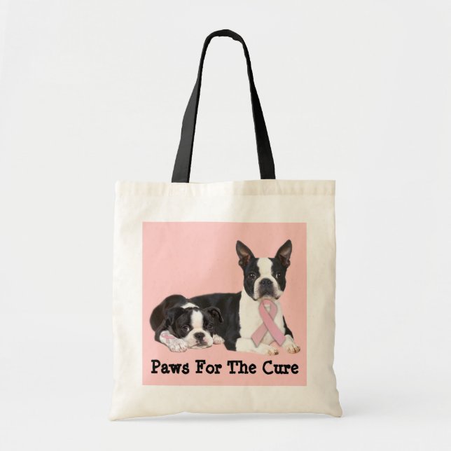 Boston Terrier Breast Cancer Tote Bag (Front)