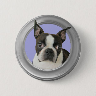 BOSTON TERRIER-BUTTON 6 CM ROUND BADGE