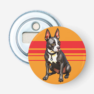 Boston Terrier Button Bottle Opener