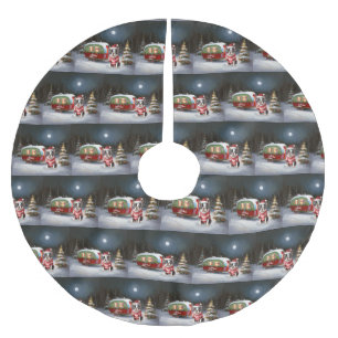 Boston Terrier Caravan Christmas Adventure Brushed Polyester Tree Skirt