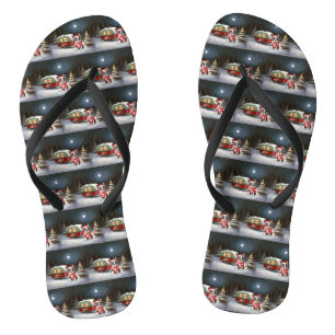 Boston Terrier Caravan Christmas Adventure Jandals