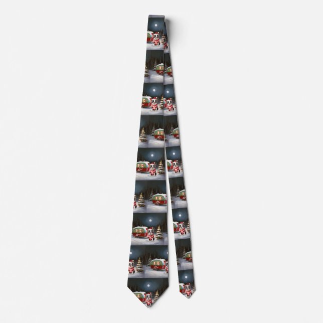 Boston Terrier Caravan Christmas Adventure  Tie (Front)