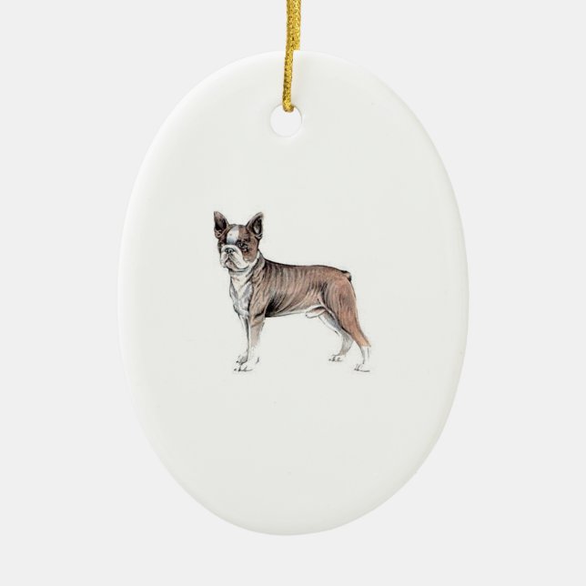 Boston Terrier Ceramic Tree Decoration (Front)