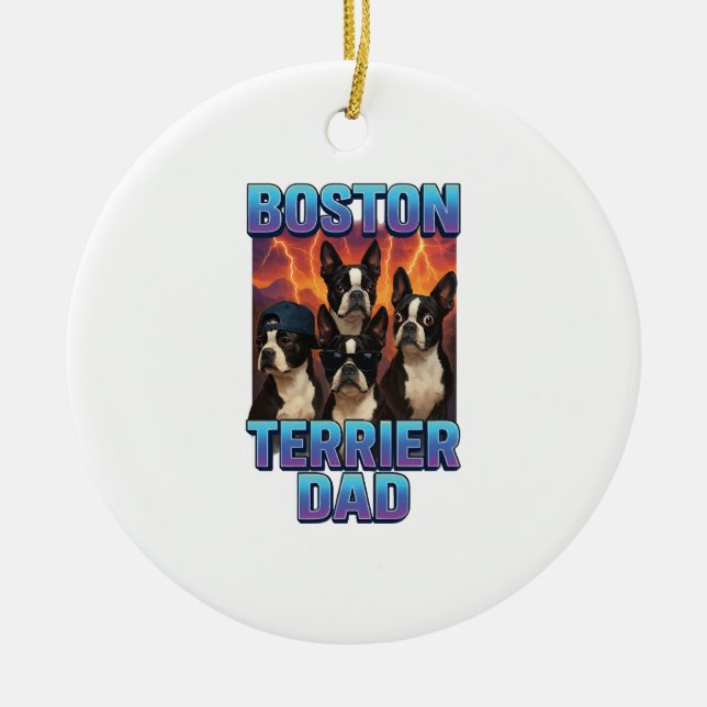 Boston Terrier Ceramic Tree Decoration (Front)