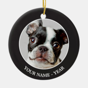 Boston Terrier Ceramic Tree Decoration