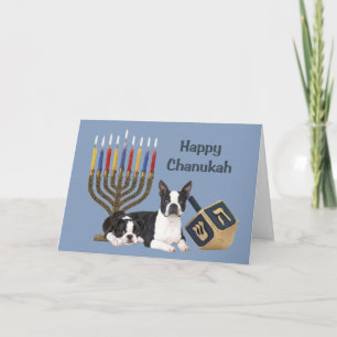 Boston Terrier Chanukah Card Menorah Dreidel1