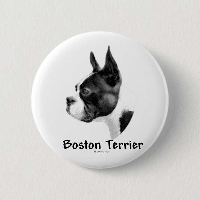 Boston Terrier Charcoal 2 - Button (Front)