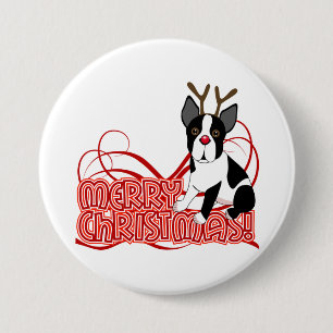 Boston Terrier Christmas 7.5 Cm Round Badge