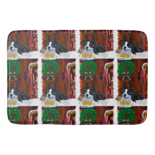 Boston Terrier Christmas Bath Mat