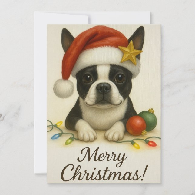 Boston Terrier Christmas Card (Front)