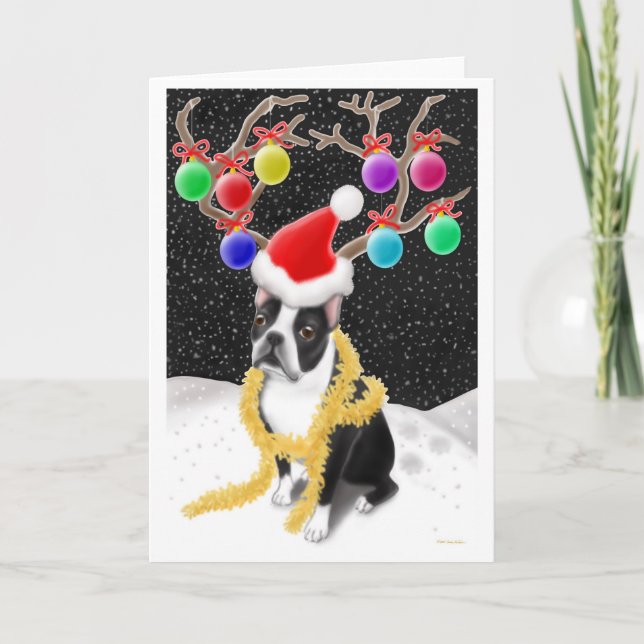 Boston Terrier Christmas Card (Front)