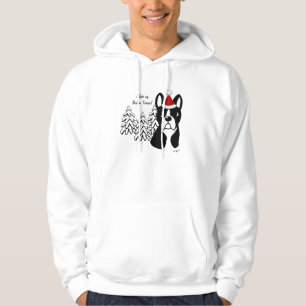 Boston Terrier Christmas Cartoon Snow Woods Hoodie