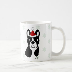 Boston Terrier Christmas Cartoon Snowflake Coffee Mug
