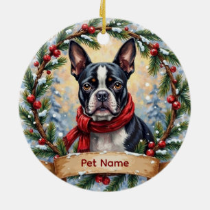 Boston Terrier Christmas Ceramic Tree Decoration