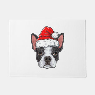 Boston Terrier Christmas Dog Santa Hat Xmas Boys K Doormat
