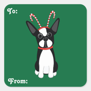 Boston Terrier Christmas Gift Stickers