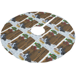 Boston Terrier Christmas Gifts Brushed Polyester Tree Skirt