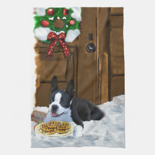 Boston Terrier Christmas Gifts Tea Towel