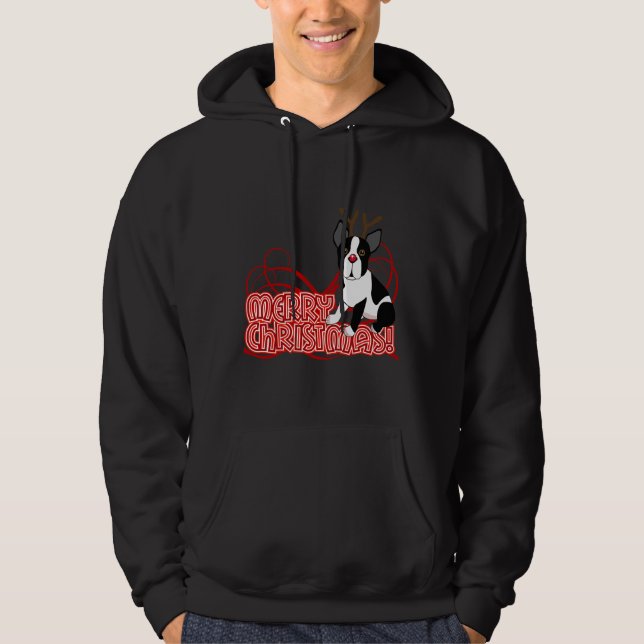 Boston Terrier  Christmas Hoodie (Front)