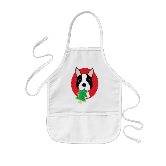 Boston Terrier Christmas Kids Apron (Front)