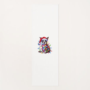 Boston Terrier Christmas Lights Santa Hat Dog Love Yoga Mat